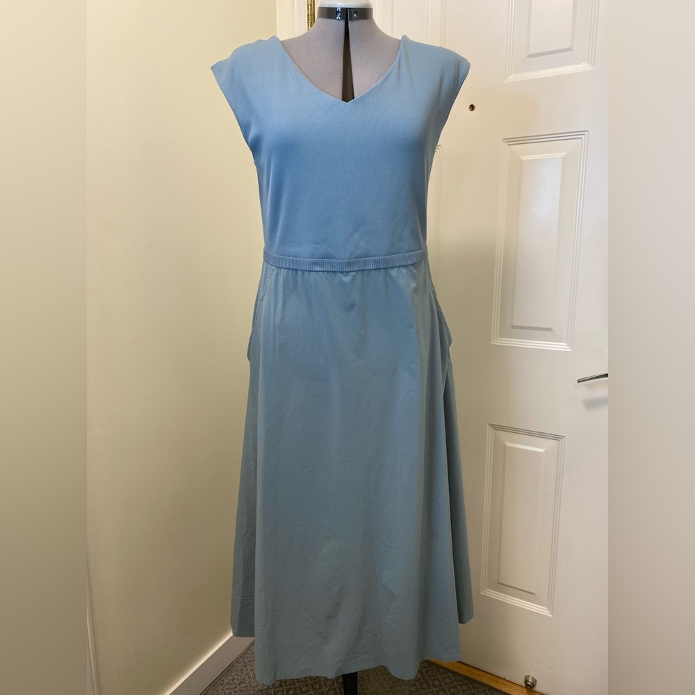 Sleeveless V-Neck Midi Dress in Sage Green - Picture 3 of 10